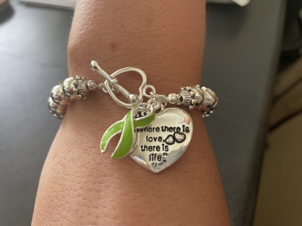 Silver fob bracelet - Where there is love there is life